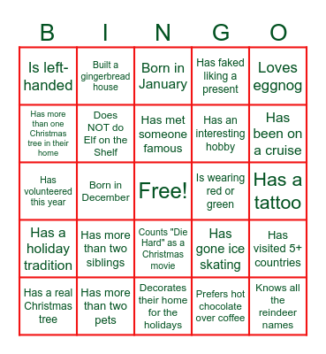 Holiday Mix & Mingle Bingo Card
