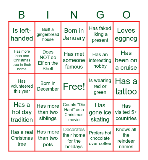 Holiday Mix & Mingle Bingo Card