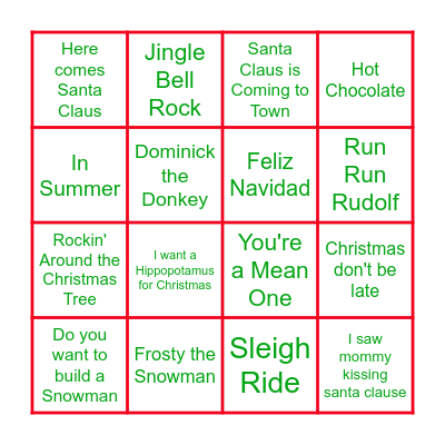 Holiday Bingo Card