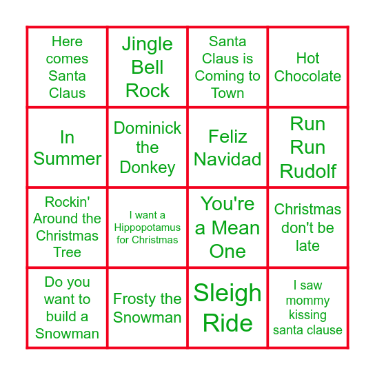 Holiday Bingo Card