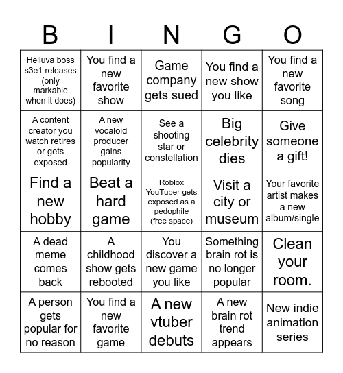 2025 bingo Card