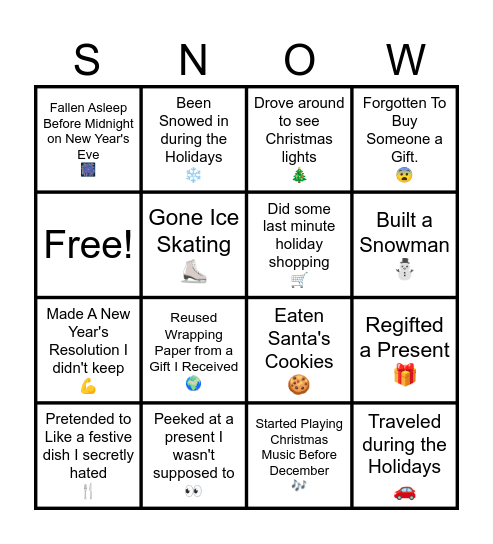 ERM Holiday Bingo Card