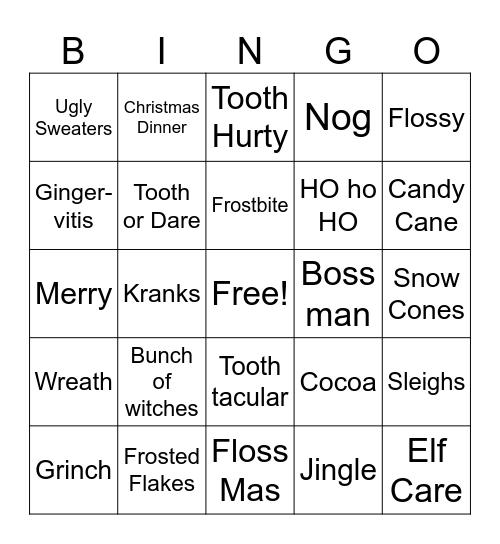 Dr. Yi's Holiday Disco!!! Bingo Card
