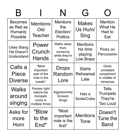 Seifert Bingo Card