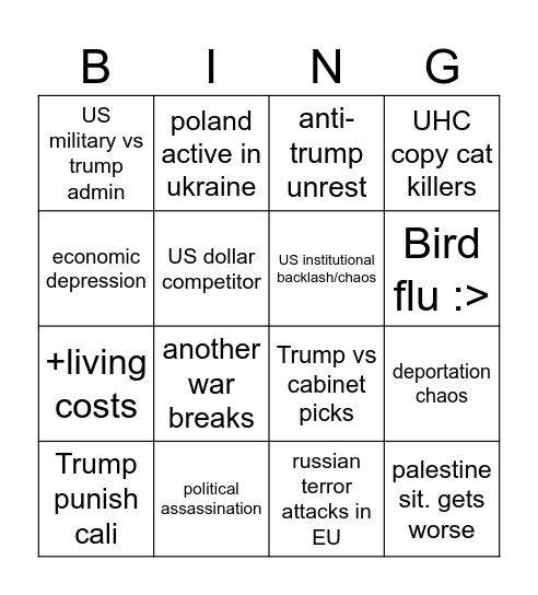 2025-2029 Bingo Card