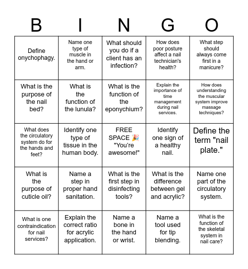Final Review Bingo Card