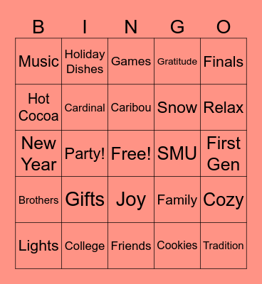 FGI Holiday Bingo Card