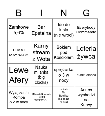 Bingo Skidniów 6 Bingo Card