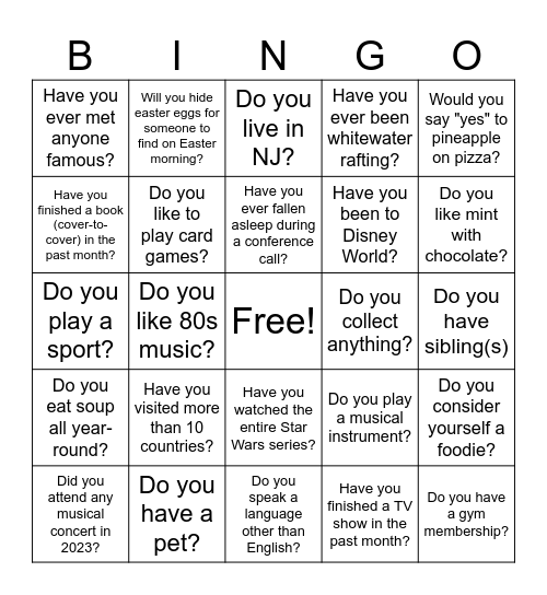 Welcome to NCTSTA! Bingo Card