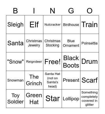 Kaylee's Christmas Birthday Scavenger Hunt Bingo Card