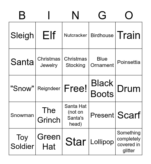 Kaylee's Christmas Birthday Scavenger Hunt Bingo Card