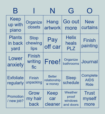 Izzy 2025 Bingo Card