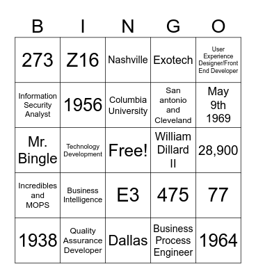 Untitled Bingo Card