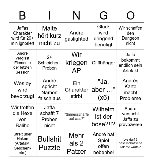 DSA Bingo Julius Bingo Card