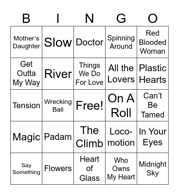 Miley vs. Kylie Bingo Card