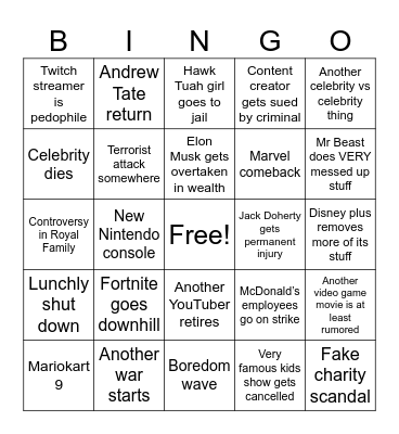 2025 Bingo Card