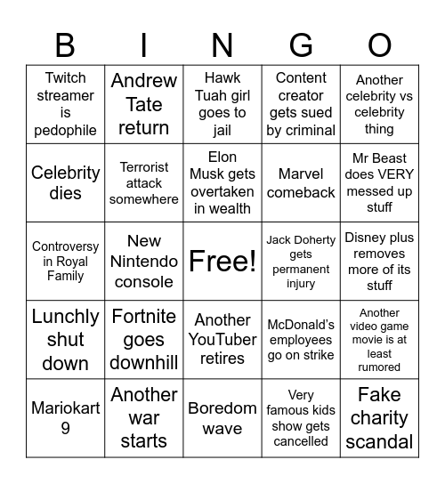 2025 Bingo Card