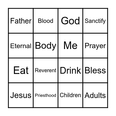 Sacrament Bingo Card