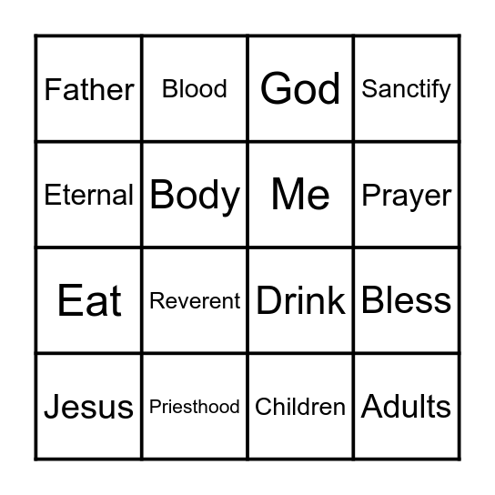 Sacrament Bingo Card