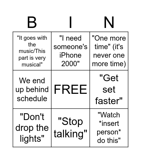 Tucker bingo Card