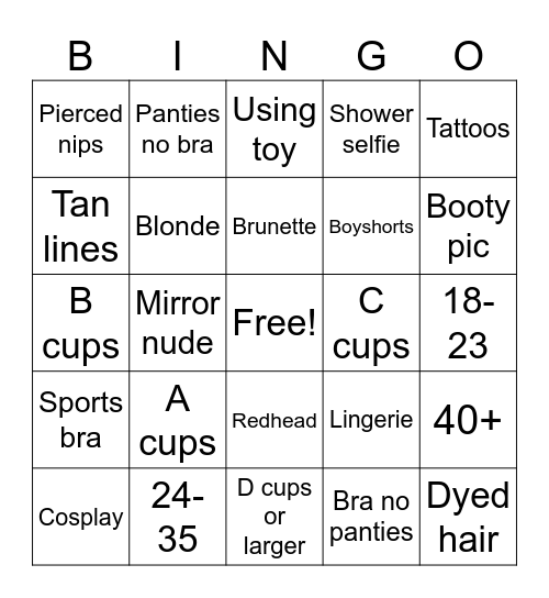 Nudes Bingo Card