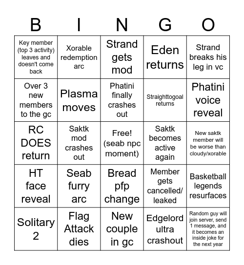 My 2025 Bingo card! Bingo Card