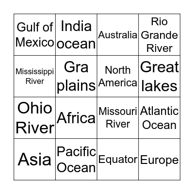 Geography Bingo Card