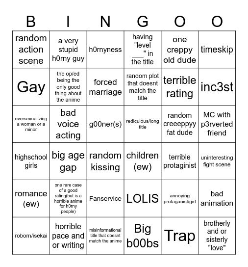 CRUNCHYROLL BINGO Card