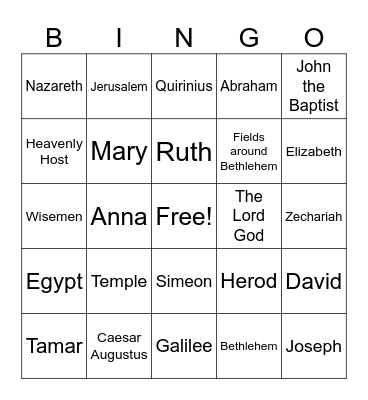 Christmas Characters & Places Bingo Card