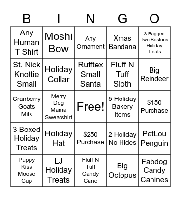 Holiday Bingo Card
