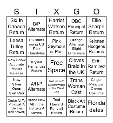 SIX 2025 BINGO Card