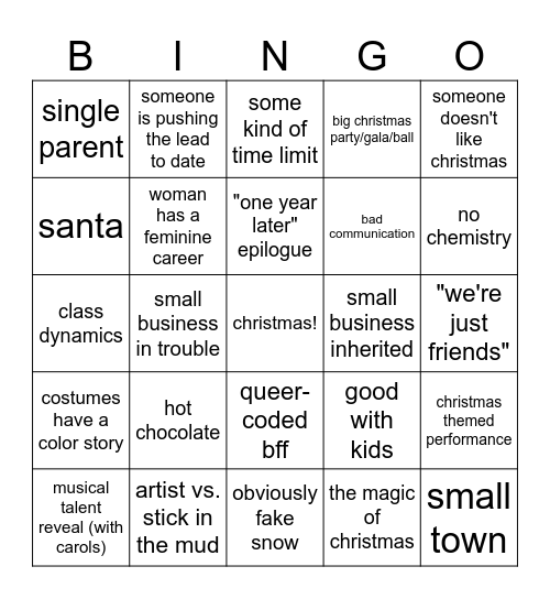 hallmark christmas movies Bingo Card