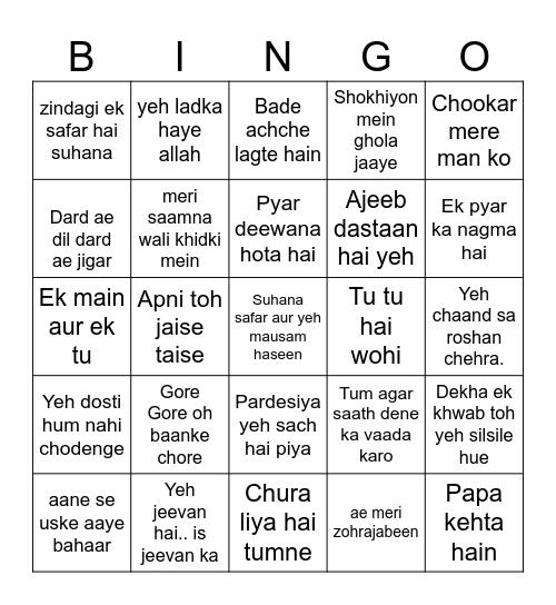 Mahen & Revanti Birthday Bingo Card
