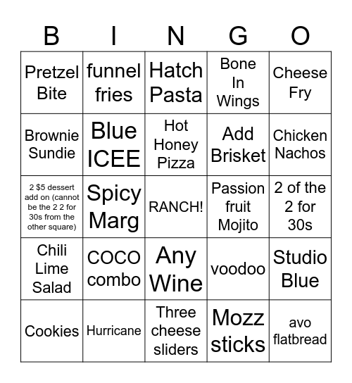 Server Bingo Card