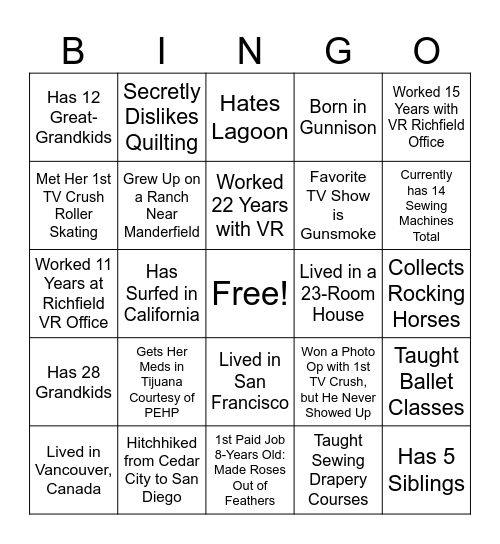 All About Pat Bingo Card