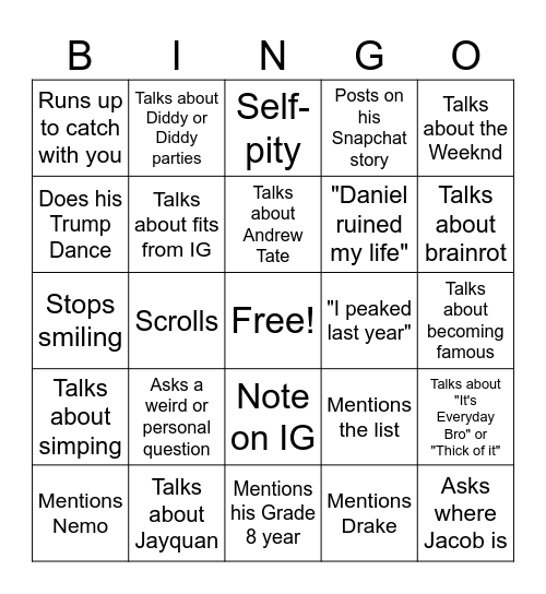 The Andre Bingo! Bingo Card