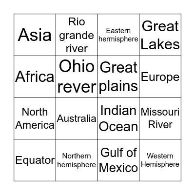 Geography Bingo Card