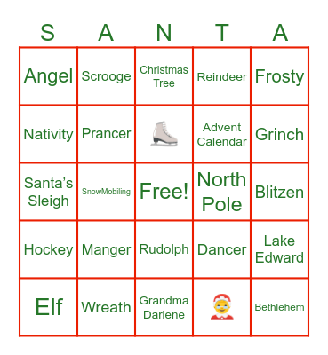 Merry Christmas Bingo Card