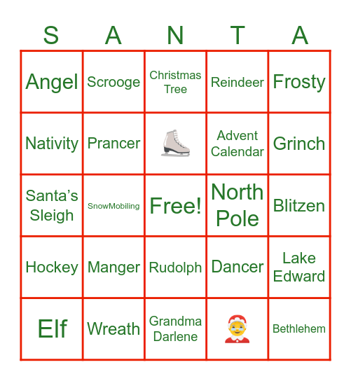 Merry Christmas Bingo Card