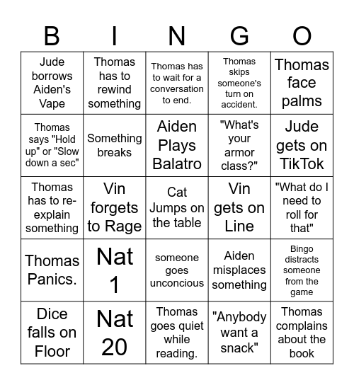 DND Bingo Card