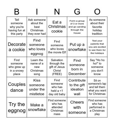 Dozer and Jo's Christmas Bingo Card