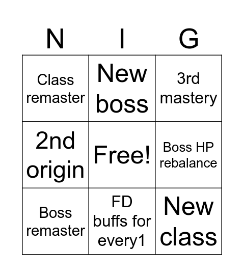 12/7 Showcase Bingo Card