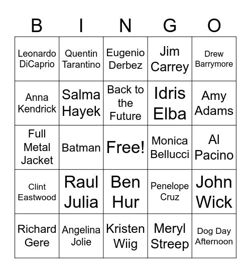 TRM/RPA/FM Hollywood Party Bingo Card