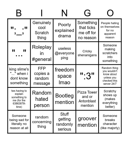 SCRATCH AY SERVER BINGO Card