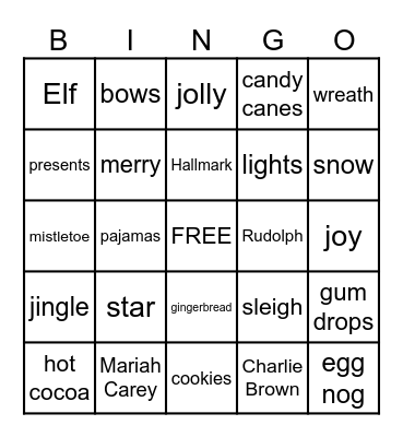 Christmas Bingo Card