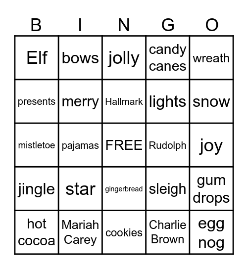 Christmas Bingo Card