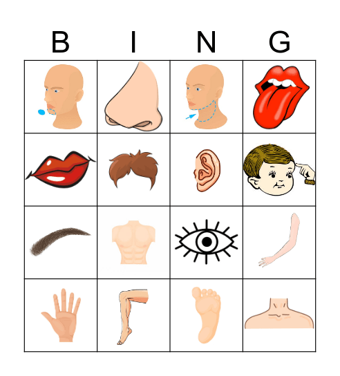 Body Part (ร่างกาย) Bingo Card