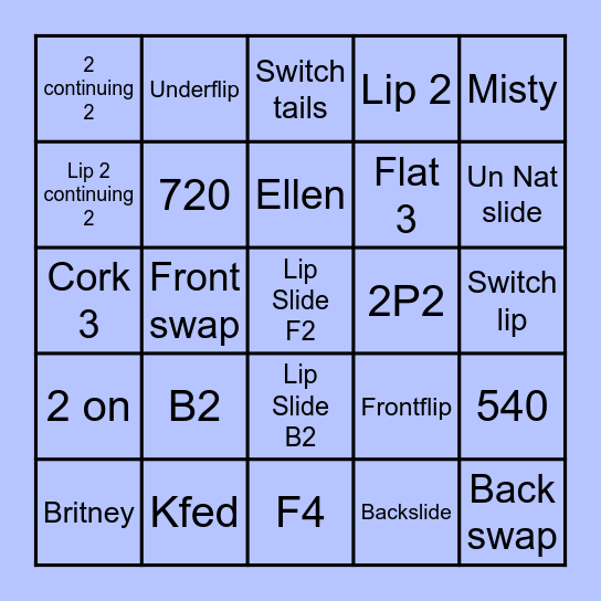 2024/2025 Ski Season Bingo Card