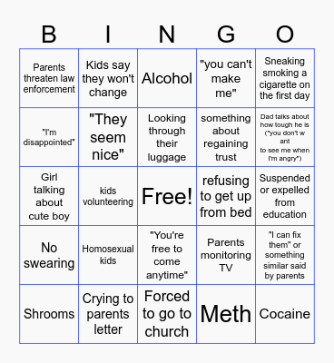 World's Strictest Parents 2 Bingo Card