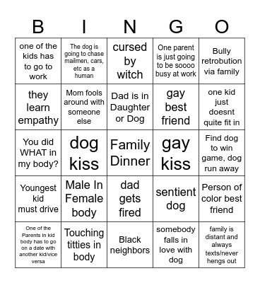 Family Switch Bingo Card